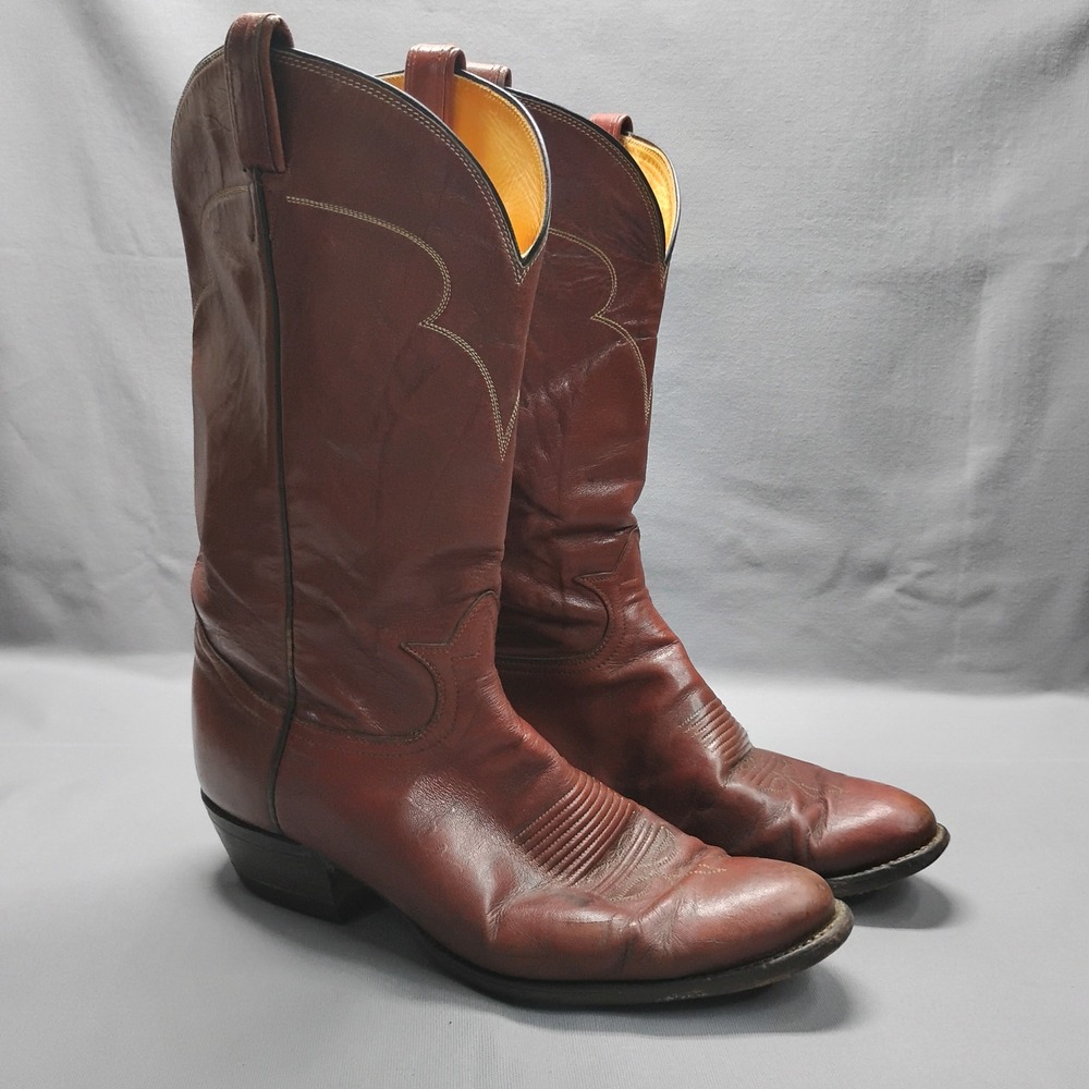 Tony Lama Mens Brown Leather Cowboy Western Boots H6185 Size 12 D